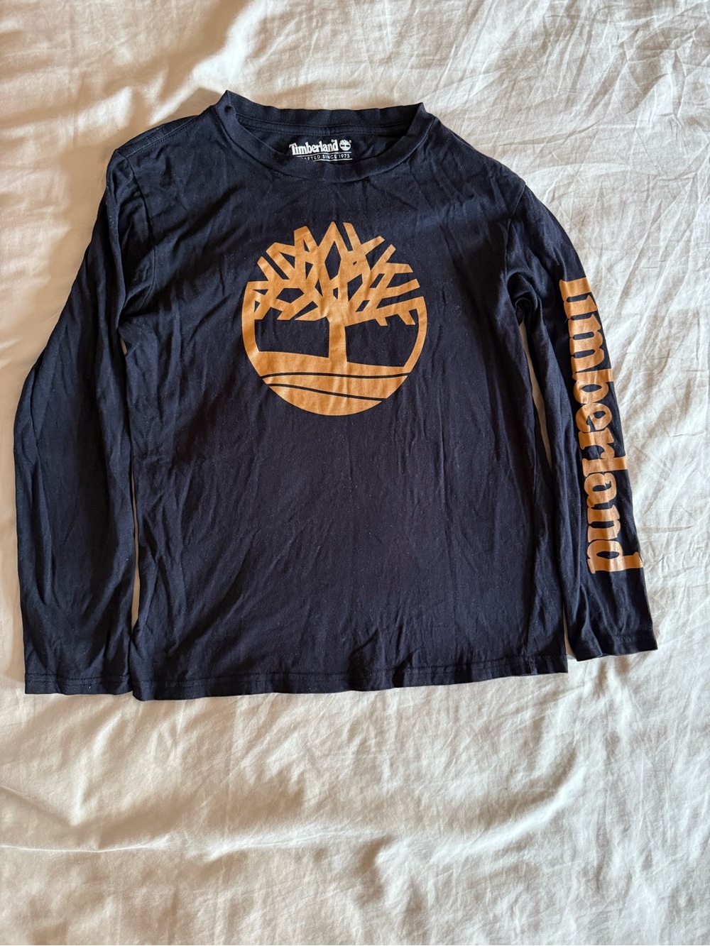 Timberland Black Long-Sleeve Tee with Gold Logo Size M 10/12